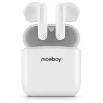 Casti audio in-ear Niceboy HIVE Beans, True Wireless, Bluetooth 5.0, Microfon, asistent vocal, control tactil, IPX4, autonomie de pana la 20 ore, alb, Niceboy