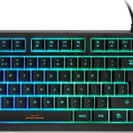 Tastatura compacta RGB DELTACO GAMING DK230, TKL Membrane, 25 taste Anti-Ghosting, reglare volum, negru, Deltaco