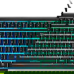 Tastatura compacta RGB DELTACO GAMING DK230, TKL Membrane, 25 taste Anti-Ghosting, reglare volum, negru, Deltaco