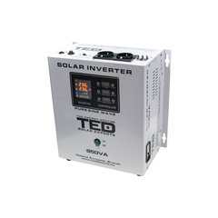 Invertor Solar Fotovoltaic Monofazat Off-Grid, 12V 850VA 500W MPPT cu unda sinusoidala pura, TED Electric TED000286, TED Electric