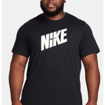 Nike, Tricou cu imprimeu logo si tehnologie Dri-FIT pentru antrenament, Negru