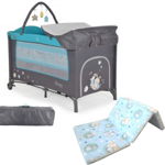 Pachet patut pliant Moni Sleepy New Turquoise si saltea pliabila MyKids