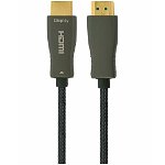 Cablu video Gembird HDMI la HDMI, 80m, AOC premium (Active Optical Cable), conectori auriti, rezoluție maximă 4K la 60 Hz, Negru, CCBP-HDMI-AOC-80M