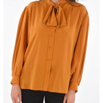 Givenchy Silk Tie-Neck Blouse Yellow