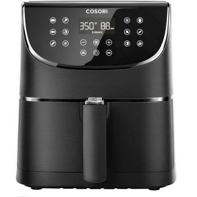 Friteuza cu aer cald, fara ulei, Cosori Air Fryer, Ecran digital, 11 functii de gatire presetate, 1 Grilaj pentru frigarui & 5 Frigarui, Capacitate 5.5 litri, 1700W, Negru