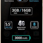 Smartphone Allview X4 Soul Lite, Octa Core, 16GB, 3GB RAM, Dual SIM, 4G, Tri-Camera, Gold