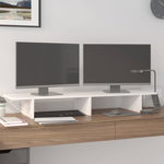 vidaXL Suport pentru monitor, alb, 100x27x15 cm, lemn masiv pin, vidaXL
