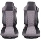 Set huse scaune camion compatibile MAN TGX EURO 5 2007-> piele ecologica cu catifea, negru cu gri, Deluxe