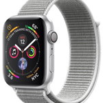 Smartwatch Apple Watch 4, 44mm, LTPO OLED Retina Display, GPS, Bluetooth, Wi-Fi, Bratara Sport Loop Argintie, Carcasa aluminiu, Rezistent la apa si praf (Silver)