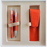 Set stilou + pix + etui in cutie, rosu, din metal slefuit, cu accesorii cromate, Big Red, PARKER I.M. Premium
