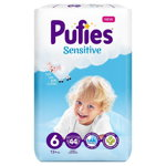 Scutece Pufies Sensitive, 6 Extra Large, Maxi Pack, 13+ kg, 44 buc, Pufies