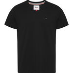 Tommy Jeans, Tricou de bumbac organic cu decolteu in V, Albastru ultramarin, M