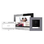 Kit videointerfon Hikvision DS-KIS702Y, pentru 1 familie, monitor 7 inch, Alarma, Hikvision