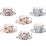 Set 6 cesti de cafea cu farfurie Iris Ribeira, Tognana Porcellane, 80 ml, portelan New Bone China, multicolor, Tognana Porcellane