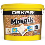 Tencuiala decorativa mozaicata Oskar Mosaik, granulatie 1.2-1.8 mm, interior/exterior, piatra colorata 9733, 25 kg, Oskar