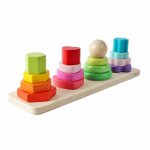Set 4 coloane sortatoare tip mini turn, Joc Montessori din lemn