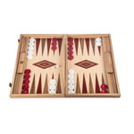 Set joc table / backgammon Walnut si Stejar cu insertii rosii