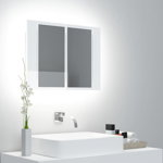804961 vidaXL Dulap baie cu oglinda LED alb lucios 60x12x45 cm acril