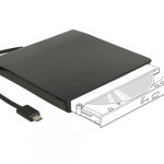 Rack extern USB-C pentru dispozitive 5.25" Slim SATA 12.7mm Negru, Delock 42601, Delock