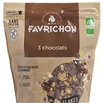 Fulgi crocanti BIO cu 3 feluri de ciocolata Favrichon