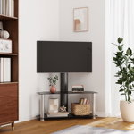 vidaXL Suport TV de colț 2 niveluri pentru 32-70 inchi, negru/argintiu, vidaXL