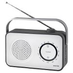 Radio portabil AM/ FM cauciucat Sencor, 1 W RMS, difuzor 3 inch, alb/gri