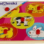 Puzzle cu tinte MomKi Animale domestice MKBI1564566, 5 piese