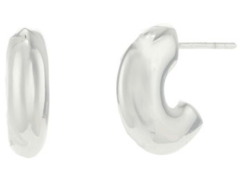 Bijuterii Femei Argento Vivo Thick Post Huggie Earrings Silver, Argento Vivo