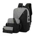 Set 3 in 1 Rucsac Smart, Geanta, Plic, Impermeabil, Gri/Negru - 400 x 300 x 50