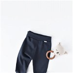 Pantaloni cu botosei - bumbac organic bleumarin (marime: 6-9 luni), BabyJem
