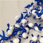 Cocarde trandafir alb  albastru