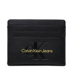 Etui pentru carduri Calvin Klein Jeans Sculpted Cardcase 6Cc Mono K60K608399 Black With Rose 01F, Calvin Klein Jeans