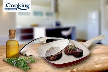 Tigaie grill cu capac Marlene, Cooking by Heinner, 28x4 cm, aluminiu, Cooking by Heinner