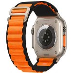 Curea Tech-Protect Nylon Pro pentru Apple Watch 4/5/6/7/8/9/Se/Ultra 1/2 (42/44/45/49 mm) Negru/Portocaliu, Tech-Protect