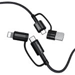 Cablu Date si Incarcare USB-C / USB-A - USB-C / Lightning Joyroom S-1230G3, 60W, 1.2m, Negru