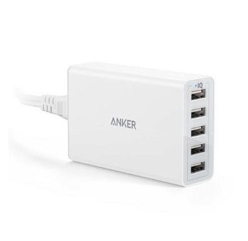 Incarcator retea Anker PowerPort A2124L21, 5 x USB, PowerIQ (Alb)