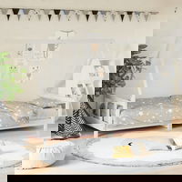 Cadru de pat pentru copii, alb, 90x190 cm, lemn masiv de pin