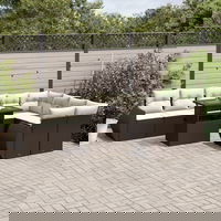 vidaXL Set canapele de grădină cu perne, 10 piese, maro, poliratan, vidaXL