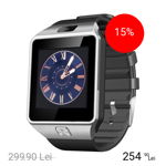 STAR Smartwatch Rush Argintiu Si Curea Silicon Neagra Cu SIM, STAR