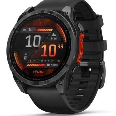 Smartwatch Garmin Fenix 8, 47mm, AMOLED, GPS, Wi-Fi, Android/iOS, Glass, Otel inoxidabil, Slate Gray, Black Silicone Band