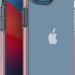 husa din silicon pentru iPhone 14 cu rama roz deschis, ForIT
