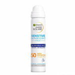 Spray transparent pentru fata cu protectie solara Garnier, Ambre Solaire, Sensitive Advanced, SPF 50, 75 ml