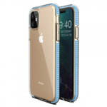 Husa Spate Upzz Spring iPhone 11 ,silicon 1mm ,rezistenta La Socuri ,transparenta Cu Margine Albastru Deschis