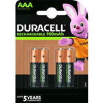 Baterii AAA, Duracell, 900 mAh, AAA, Reincarcabile, 4 bucati