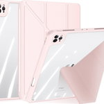 Husa pentru tableta Dux Ducis Magi Dux Ducis pentru iPad Pro 12.9' 2021/2020/2018, teaca inteligenta cu suport si depozitare pentru Apple Pencil, roz, Dux Ducis