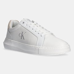 CALVIN KLEIN JEANS, Pantofi sport wedge de piele, Alb optic, 42 CALVIN KLEIN JEANS, Pantofi sport wedge de piele, Alb optic, 42