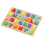 Puzzle educativ din lemn literele alfabetului 26 piese multicolore litera 3x3 5 cm, Albacom