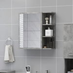 Dulap de baie cu oglindă, gri beton, 62,5 x 20,5 x 64 cm, PAL, Casa Practica