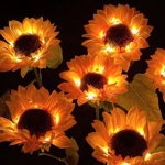 Set 2 lampi solare pentru gradina cu 3 floarea soarelui 80cm, 