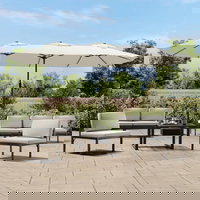 Umbrela de gradina cu doua capete/LED vidaXL, alb nisipiu, 449x245 cm 362953